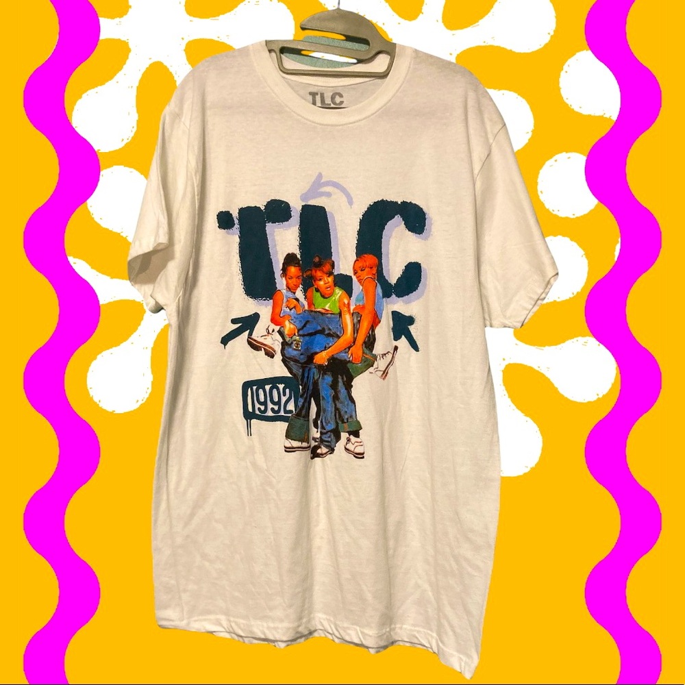 NWOT TLC 1992 Hip Hop White Oversized Fit T Shirt in a Size XL